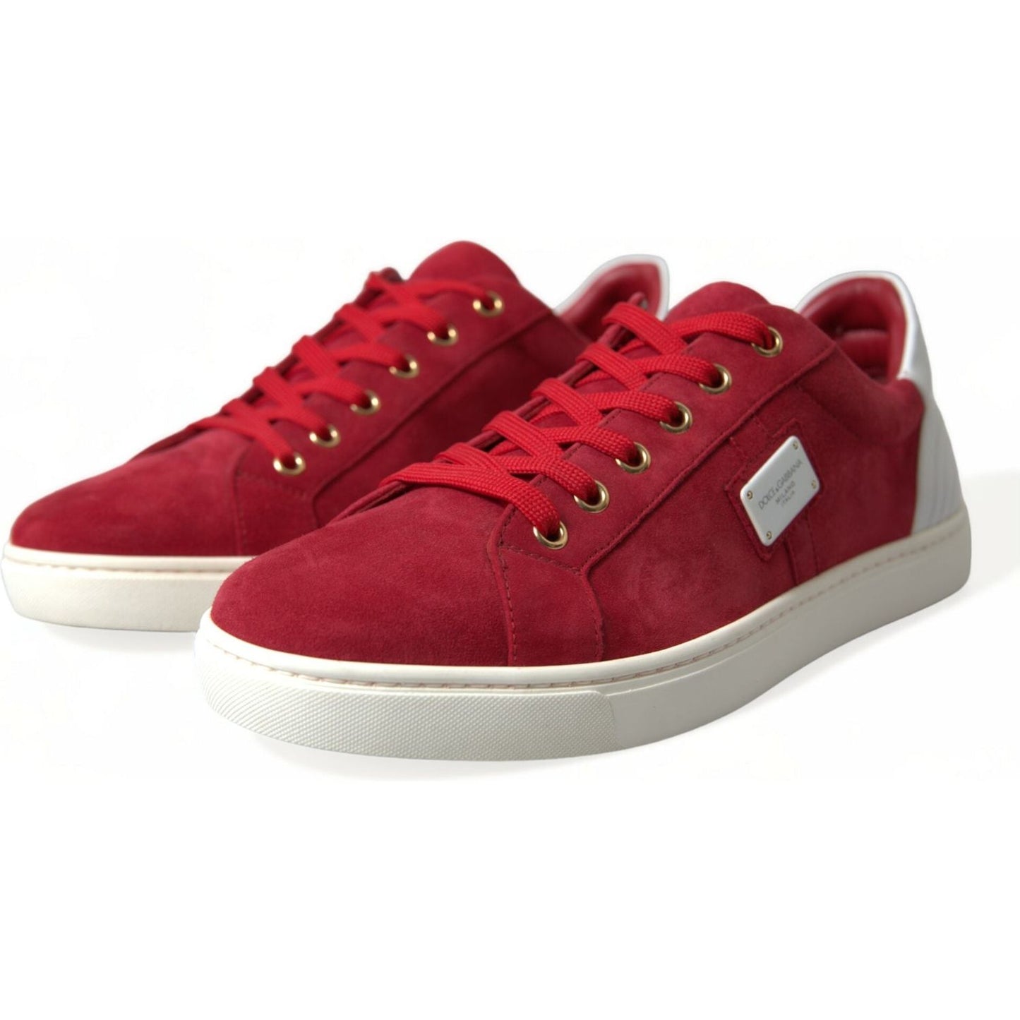 Dolce & Gabbana Red Suede Leather Men Low Top Sneakers Shoes MV5431-41
