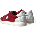 Dolce & Gabbana Red Suede Leather Men Low Top Sneakers Shoes MV5431-41