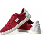 Dolce & Gabbana Red Suede Leather Men Low Top Sneakers Shoes MV5431-41