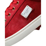 Dolce & Gabbana Red Suede Leather Men Low Top Sneakers Shoes MV5431-41