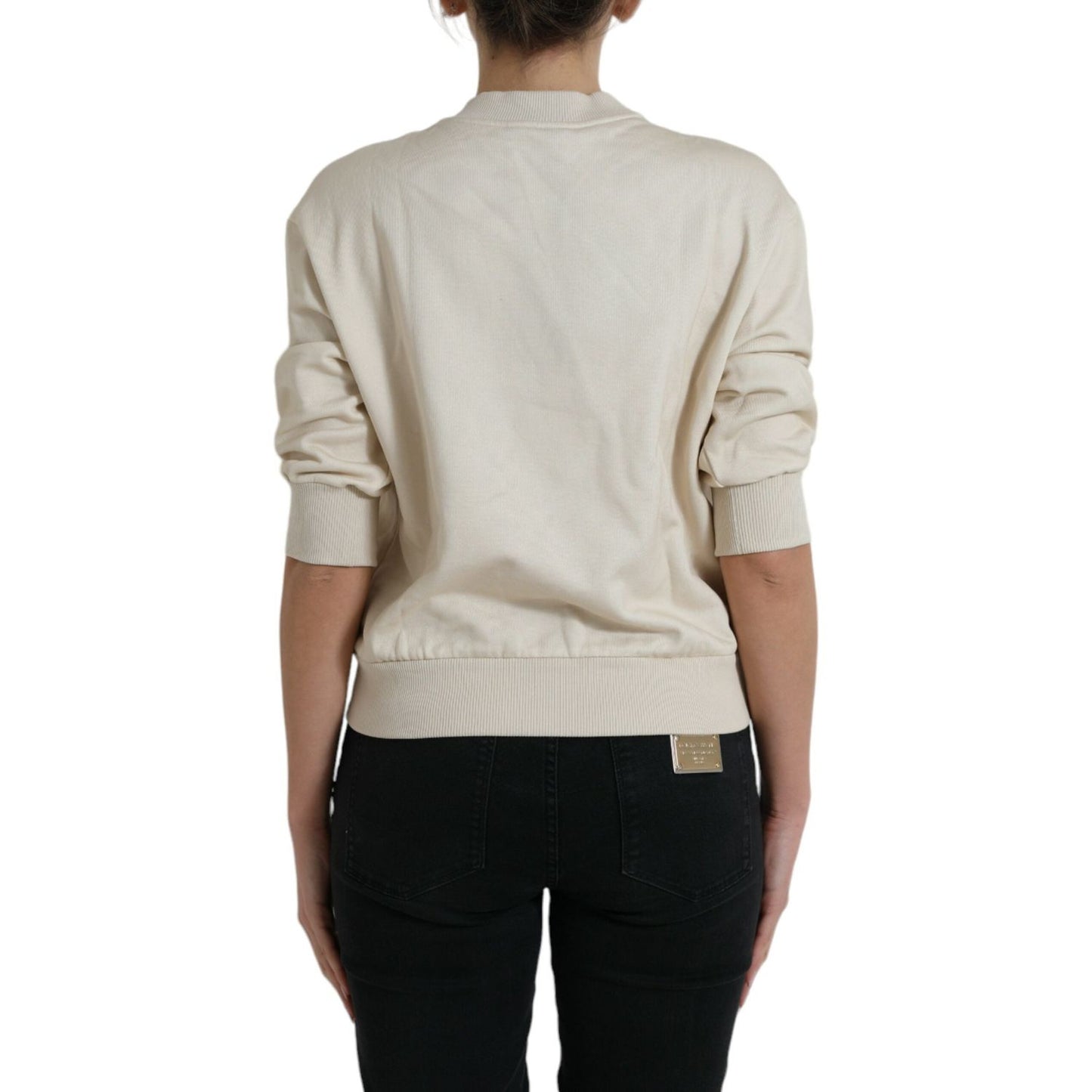 Dolce & Gabbana Beige Jungle Printed Cotton Pullover Sweater TSH84530-38