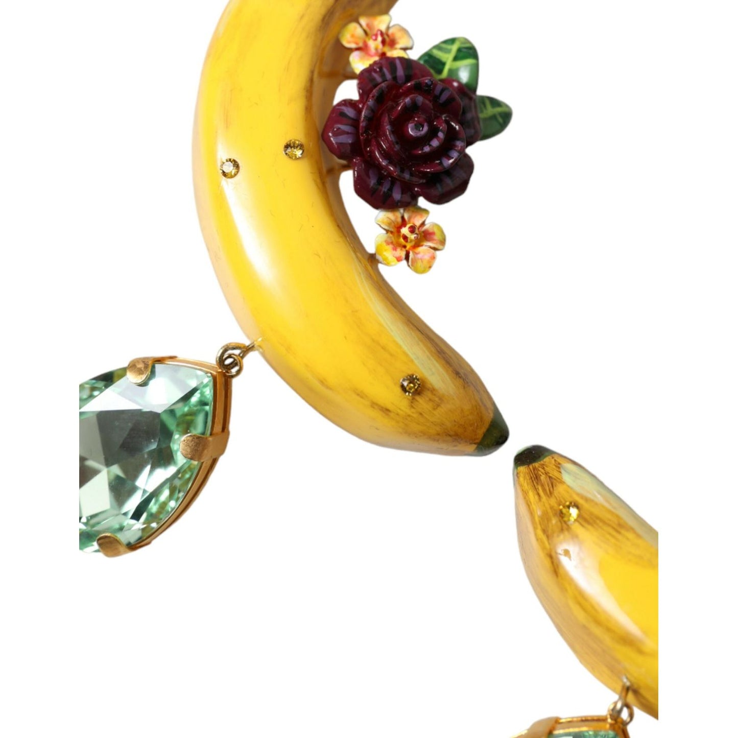 Dolce & Gabbana Gold Brass Crystal Banana Clip-on Jewelry Dangling Earrings SMY101215