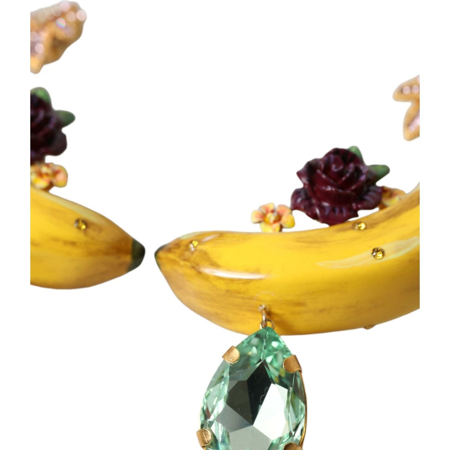 Dolce & Gabbana Gold Brass Crystal Banana Clip-on Jewelry Dangling Earrings SMY101215