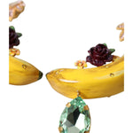 Dolce & Gabbana Gold Brass Crystal Banana Clip-on Jewelry Dangling Earrings SMY101215