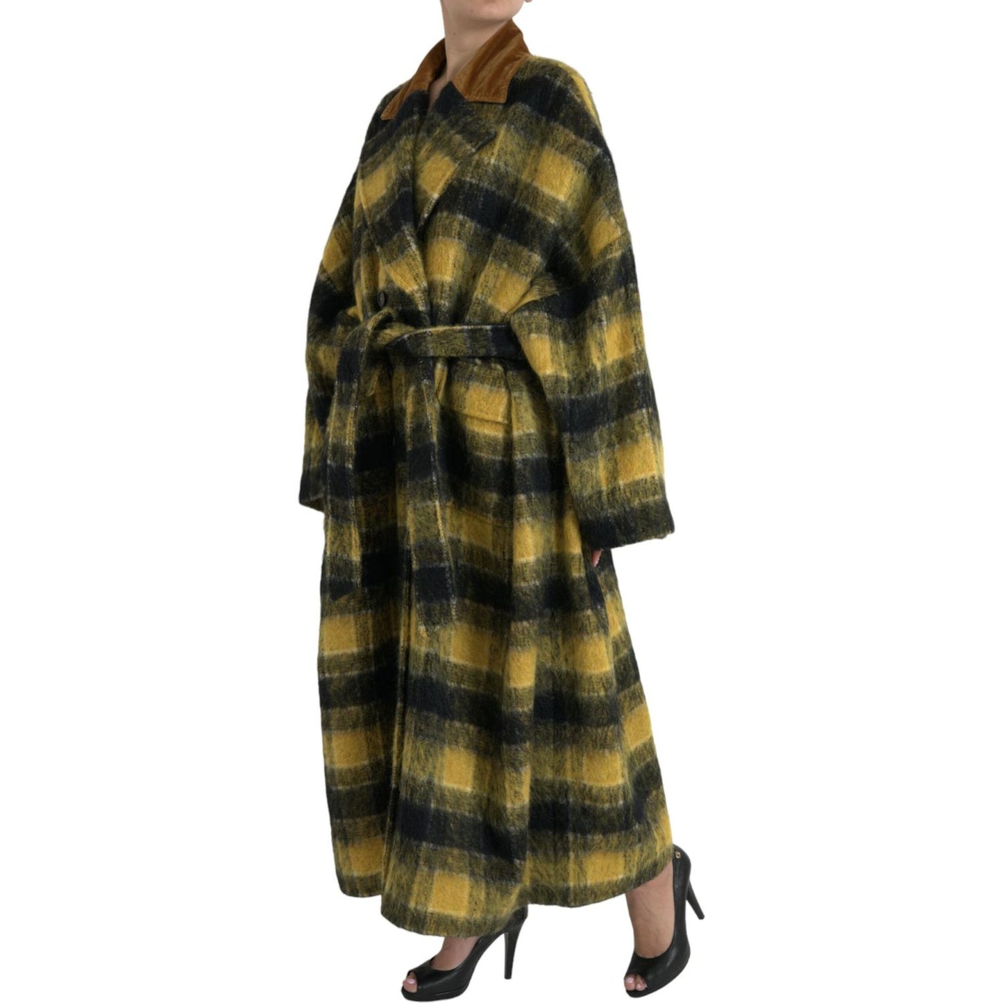 Dolce & Gabbana Yellow Checkered Long Sleeve Coat Jacket JKT4059-40