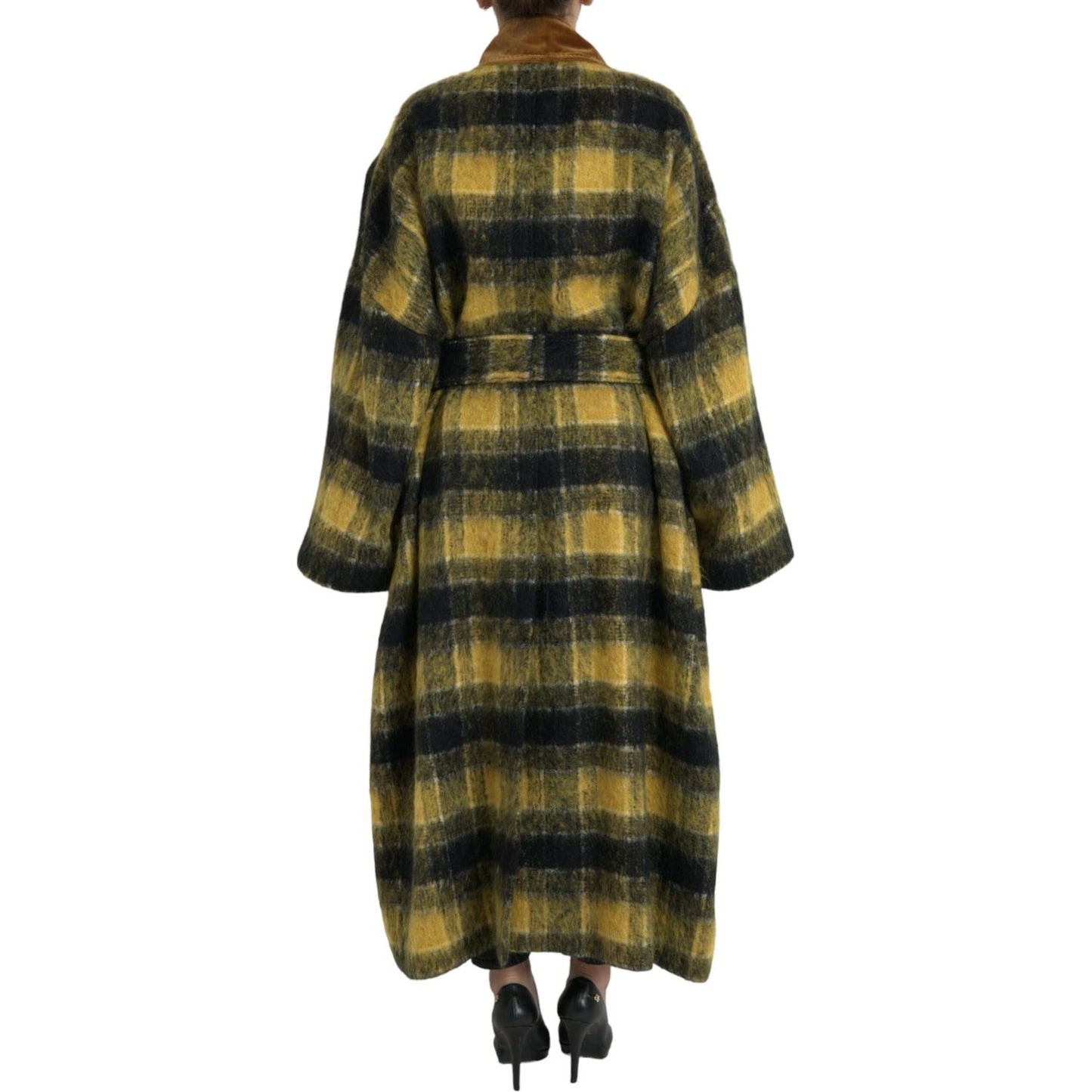 Dolce & Gabbana Yellow Checkered Long Sleeve Coat Jacket JKT4059-40