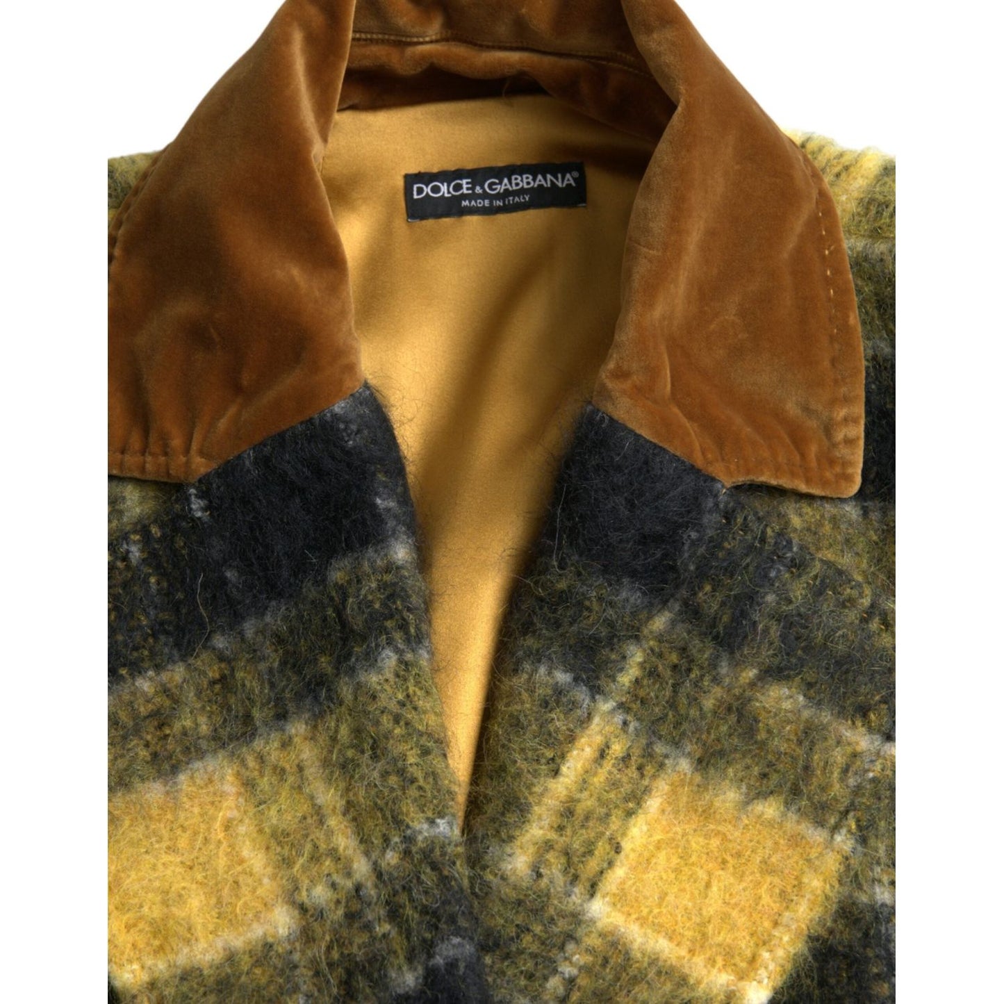 Dolce & Gabbana Yellow Checkered Long Sleeve Coat Jacket JKT4059-40