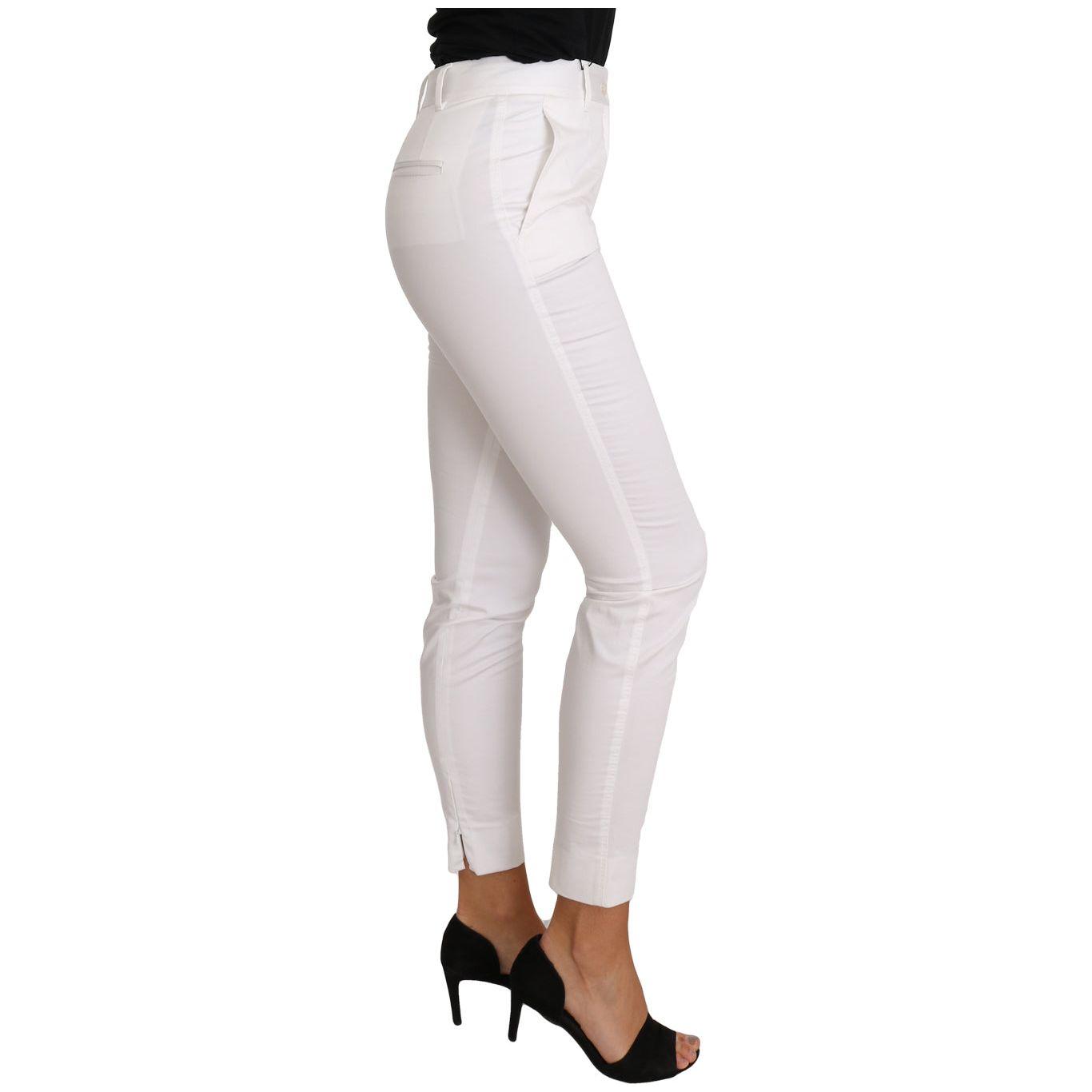 Dolce & Gabbana Chic White Slim Dress Pants Dolce & Gabbana Light Gray