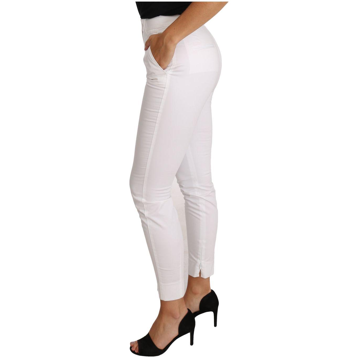Dolce & Gabbana Chic White Slim Dress Pants Dolce & Gabbana Light Gray