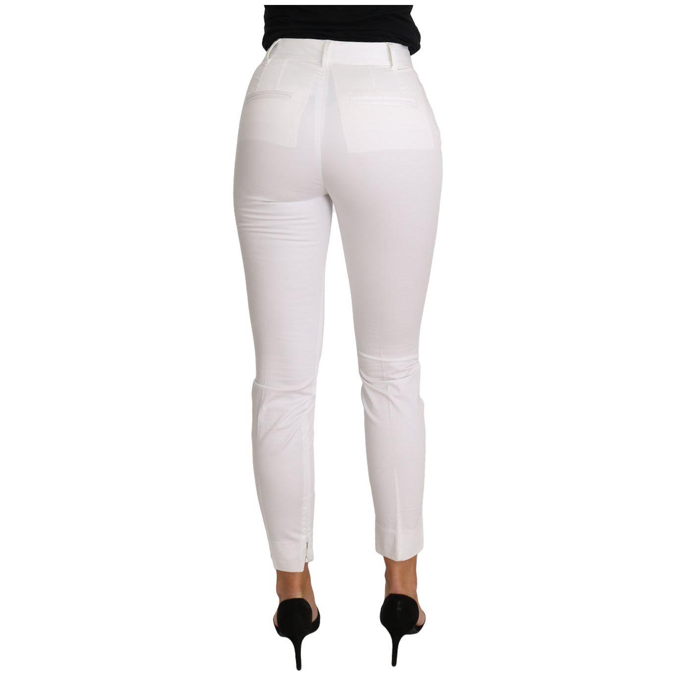 Dolce & Gabbana Chic White Slim Dress Pants Dolce & Gabbana Light Gray