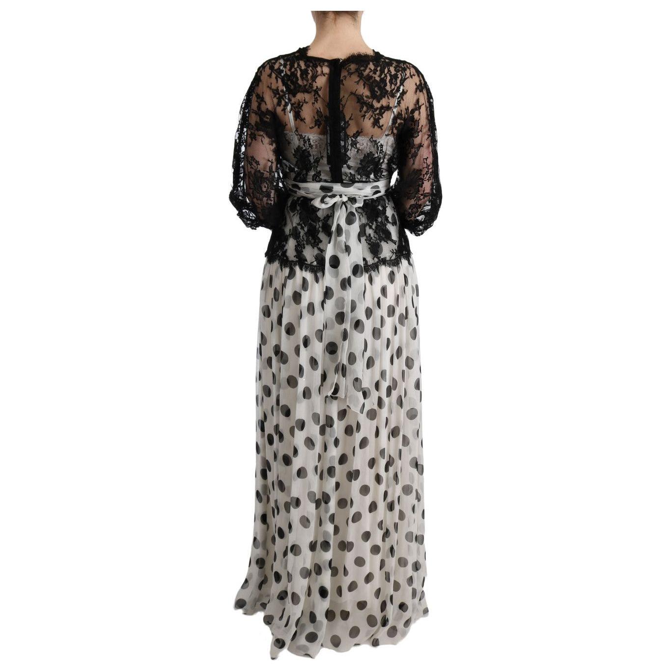 Dolce & Gabbana Black White Polka Dotted Floral Dress SIG60596-1