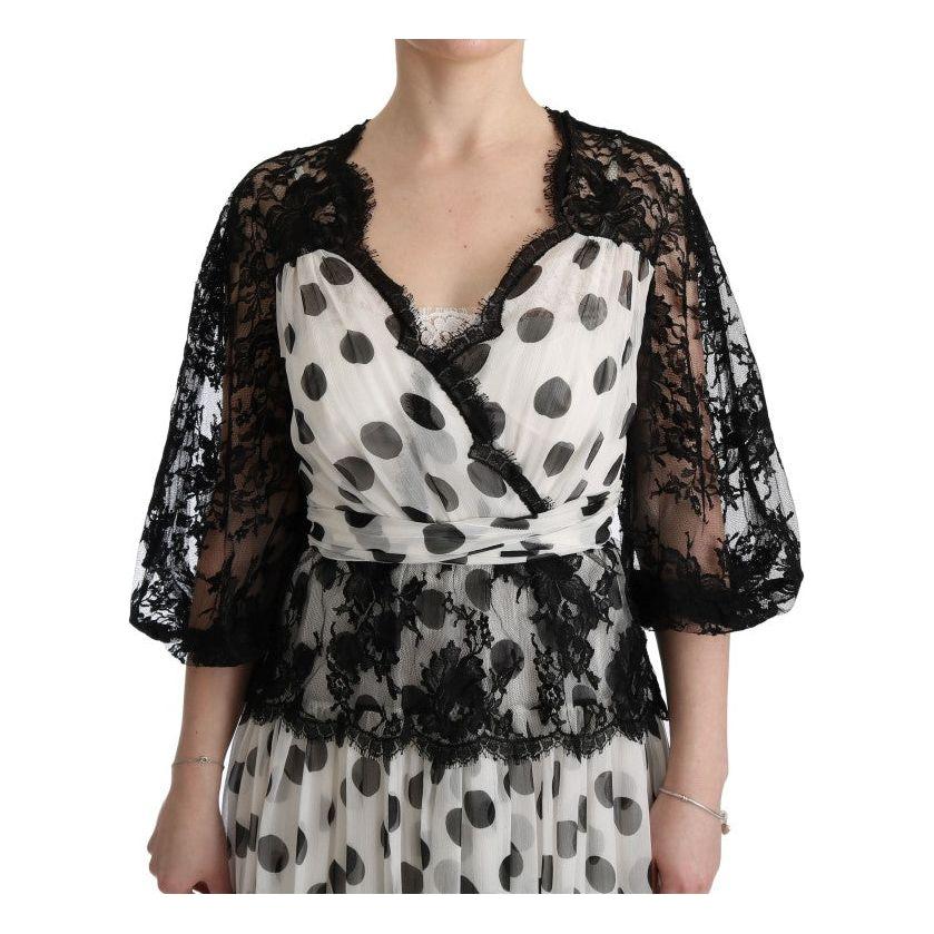 Dolce & Gabbana Black White Polka Dotted Floral Dress SIG60596-1