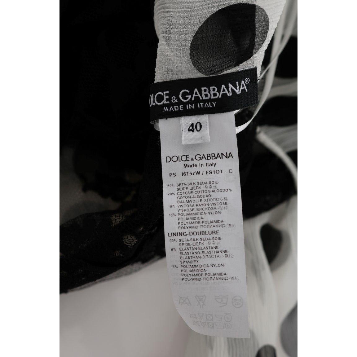Dolce & Gabbana Black White Polka Dotted Floral Dress SIG60596-1