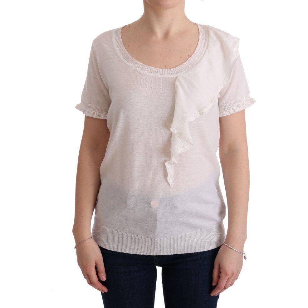 MARGHI LO' Elegant White Lana Wool Top MARGHI LO' Gray