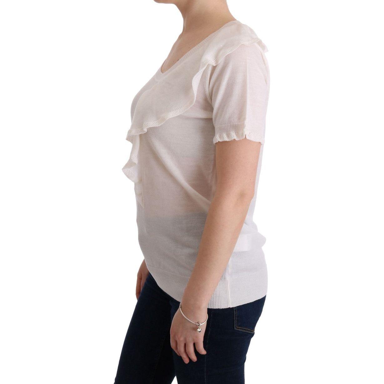 MARGHI LO' Elegant White Lana Wool Top MARGHI LO' Gray