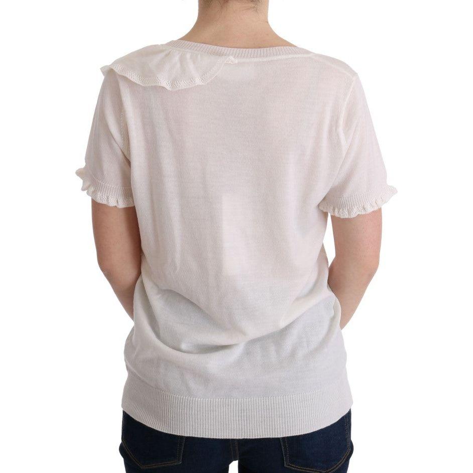 MARGHI LO' Elegant White Lana Wool Top MARGHI LO' Gray