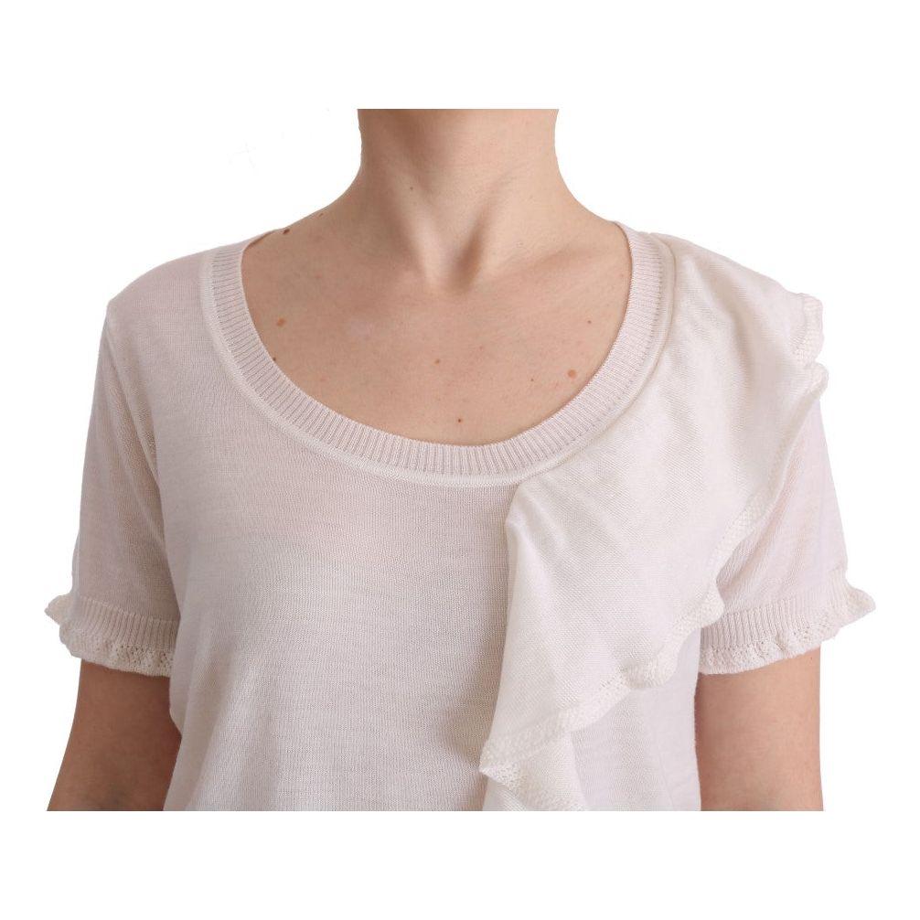 MARGHI LO' Elegant White Lana Wool Top MARGHI LO' Gray