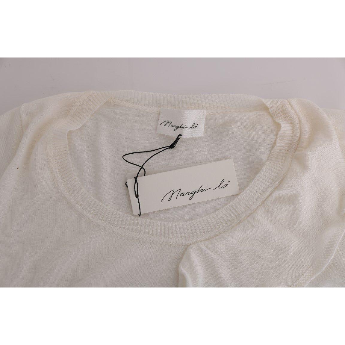 MARGHI LO' Elegant White Lana Wool Top MARGHI LO' Dark Gray