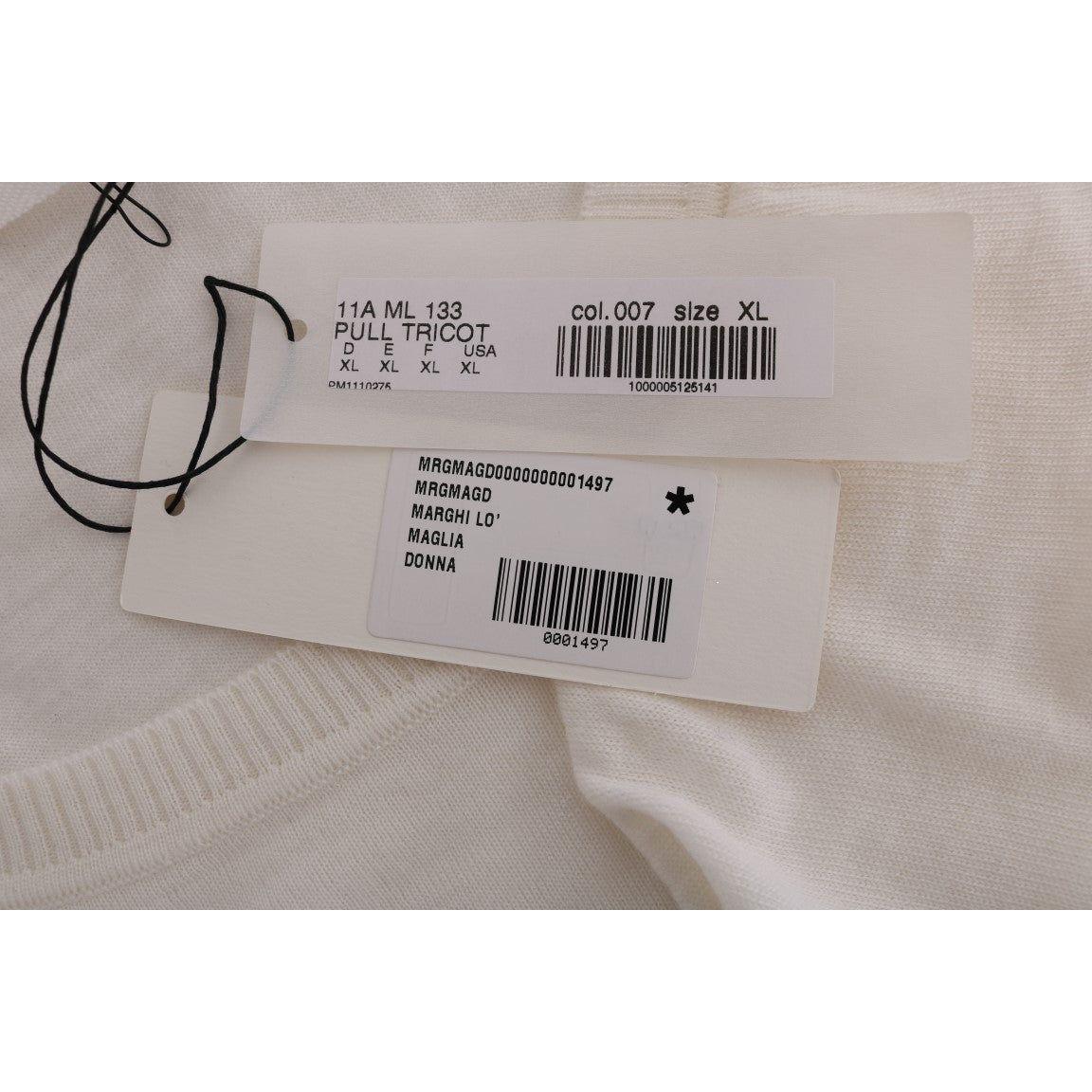 MARGHI LO' Elegant White Lana Wool Top MARGHI LO' Dark Gray