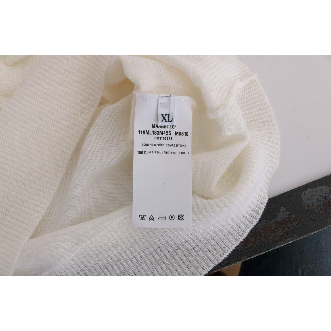 MARGHI LO' Elegant White Lana Wool Top MARGHI LO' Gray