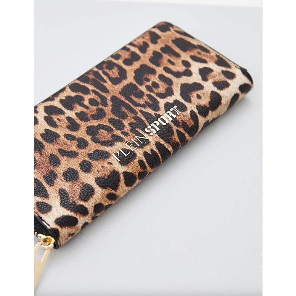 Plein Sport Sleek Designer Zipper Wallet with Gold Accents Plein Sport Light Gray