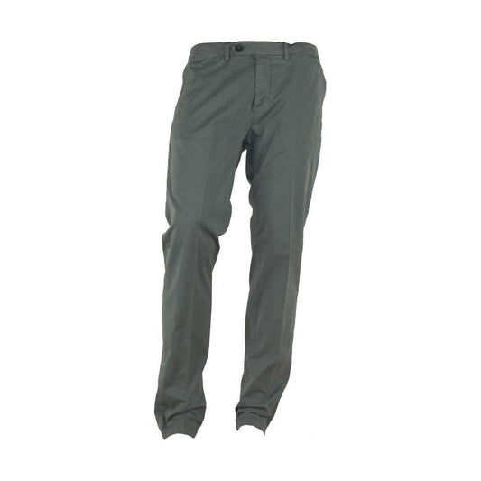 Made in Italy "Gray Cotton Men Trouser with Italian Craftsmanship"
