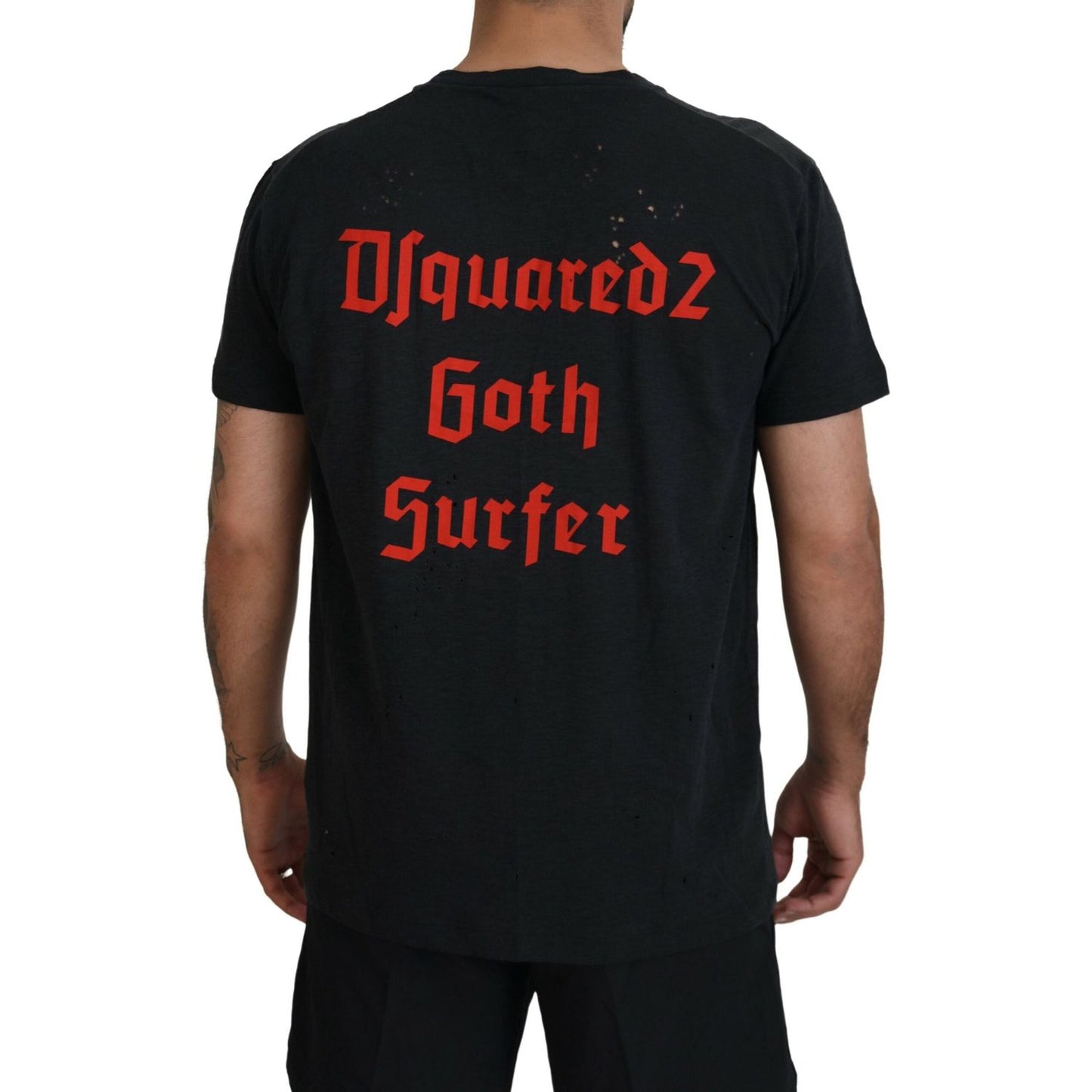 Dsquared² Black Chain Embellished Cotton Short Sleeve T-shirt Dsquared² Black