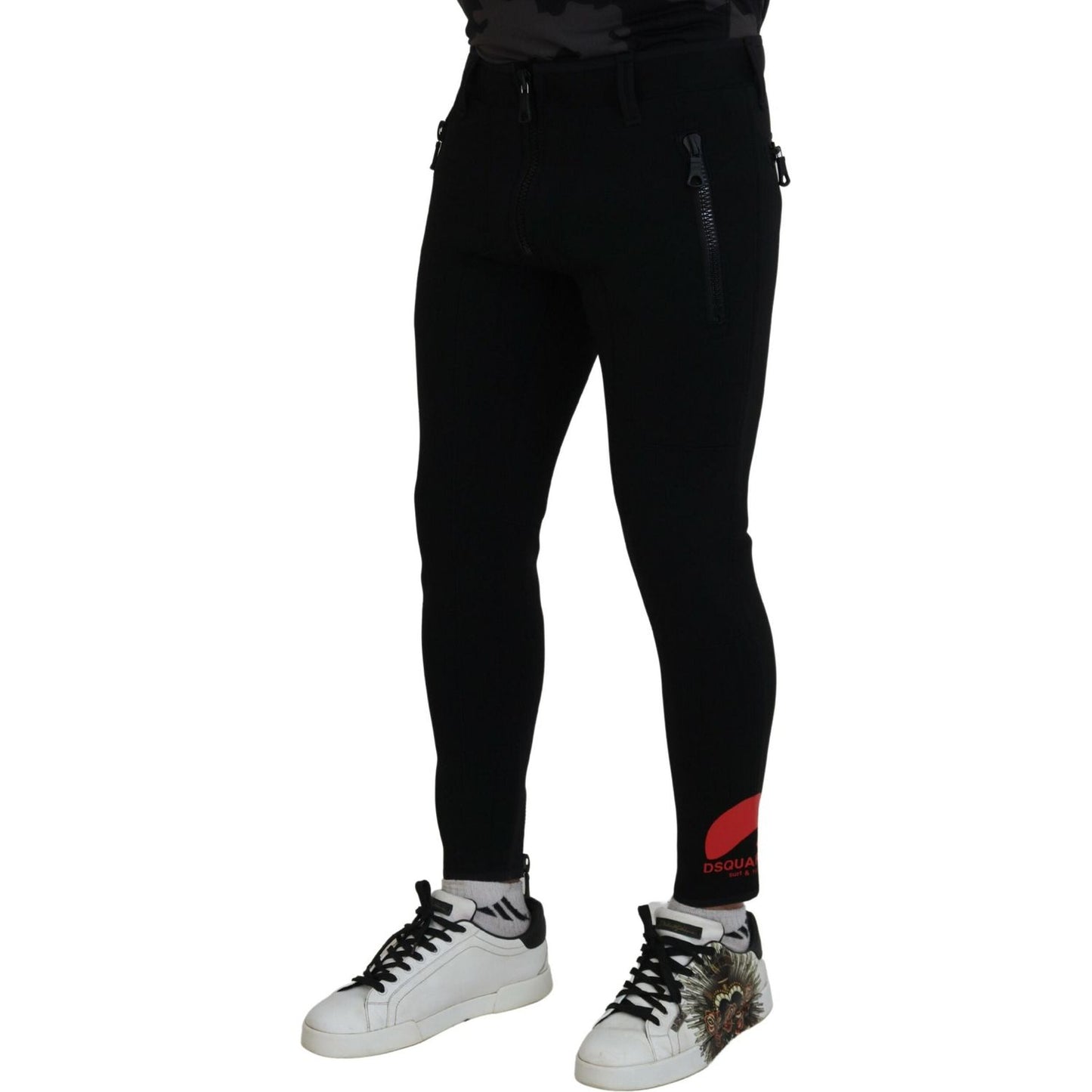 Dsquared² Back Polyamide Slim Fit Logo Print Pants Dsquared² Black