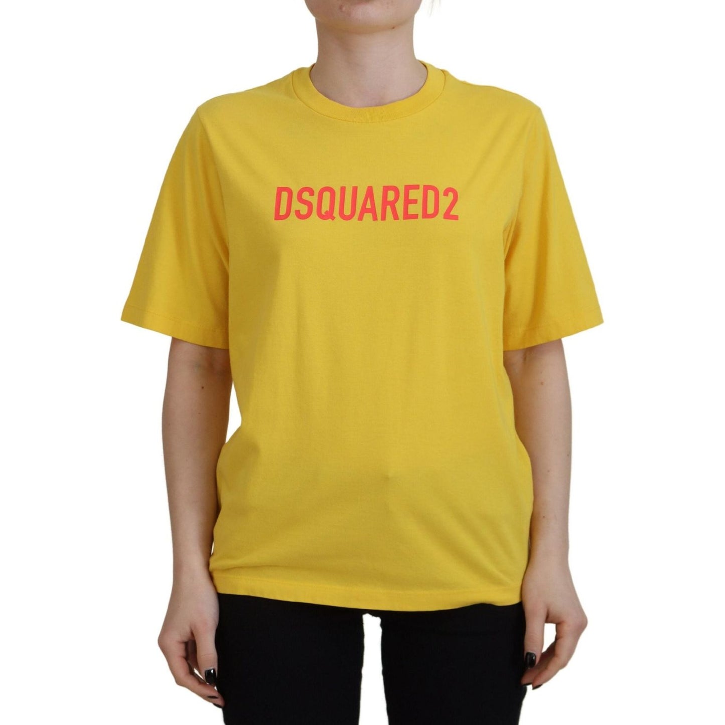 Dsquared² Yellow Logo Print Cotton Crewneck Easy Tee T-shirt Dsquared² Goldenrod