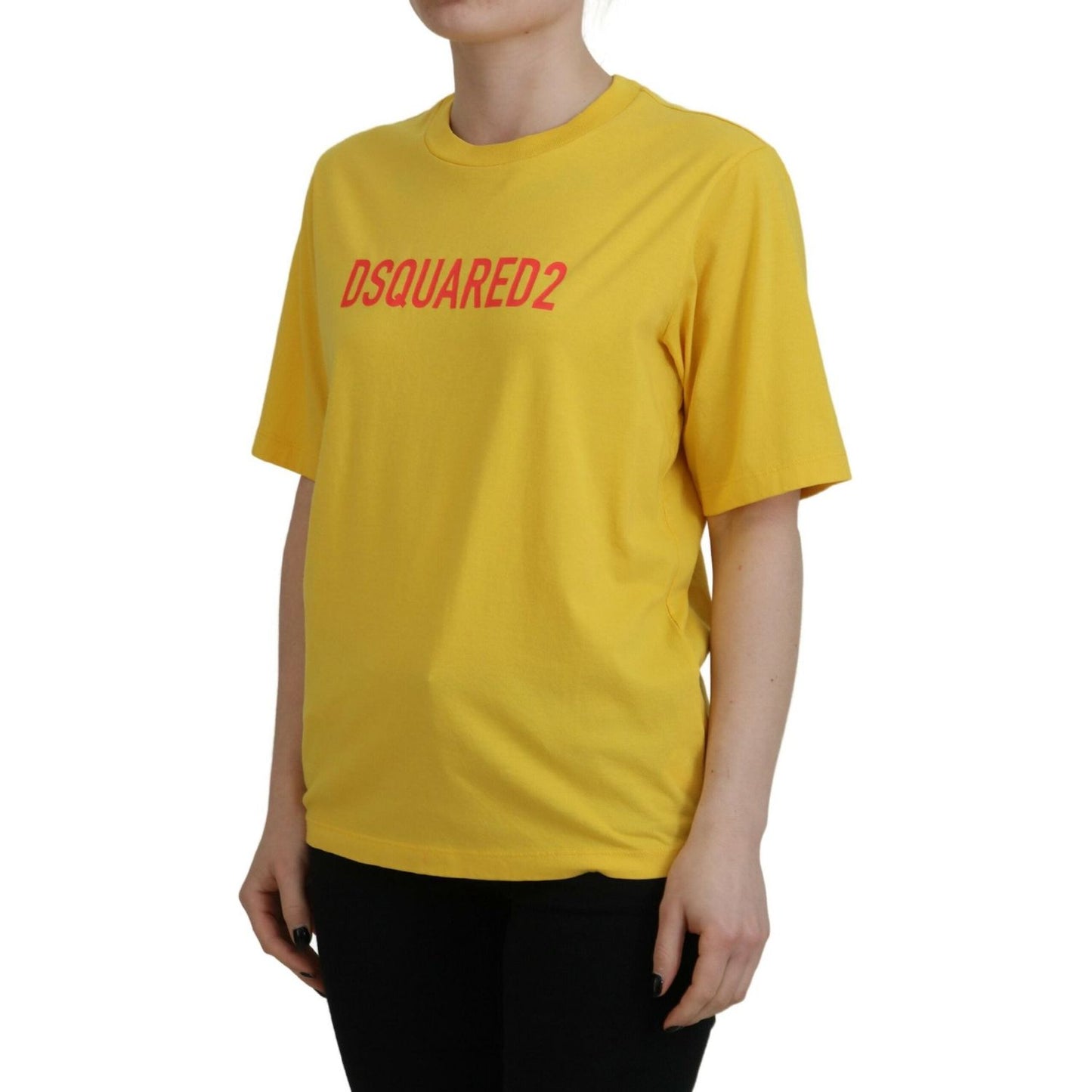 Dsquared² Yellow Logo Print Cotton Crewneck Easy Tee T-shirt Dsquared² Goldenrod