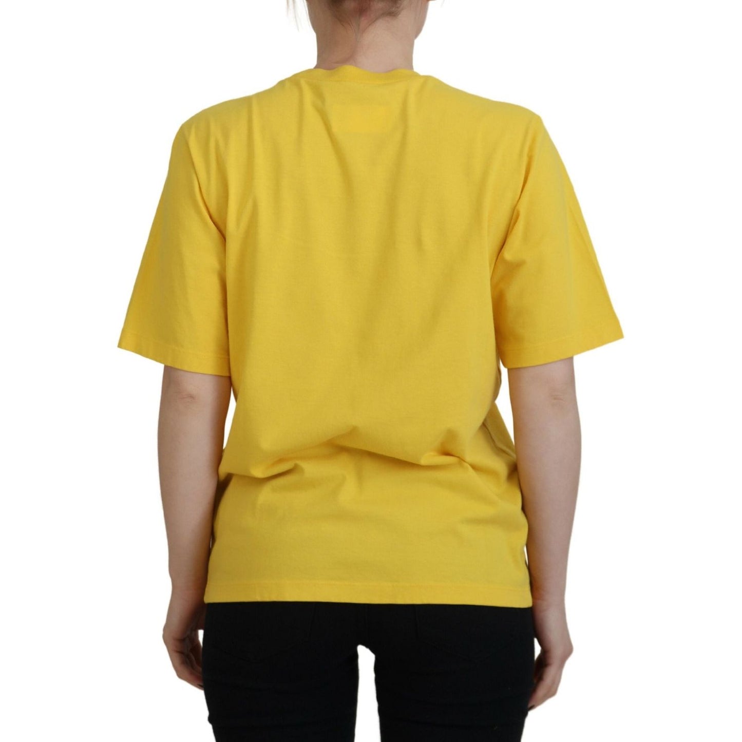 Dsquared² Yellow Logo Print Cotton Crewneck Easy Tee T-shirt Dsquared² Goldenrod