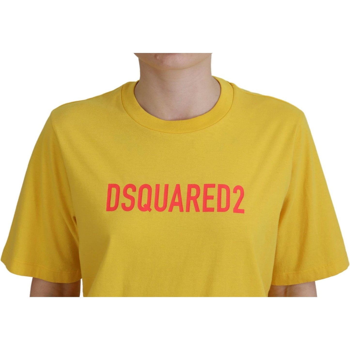 Dsquared² Yellow Logo Print Cotton Crewneck Easy Tee T-shirt Dsquared² Goldenrod
