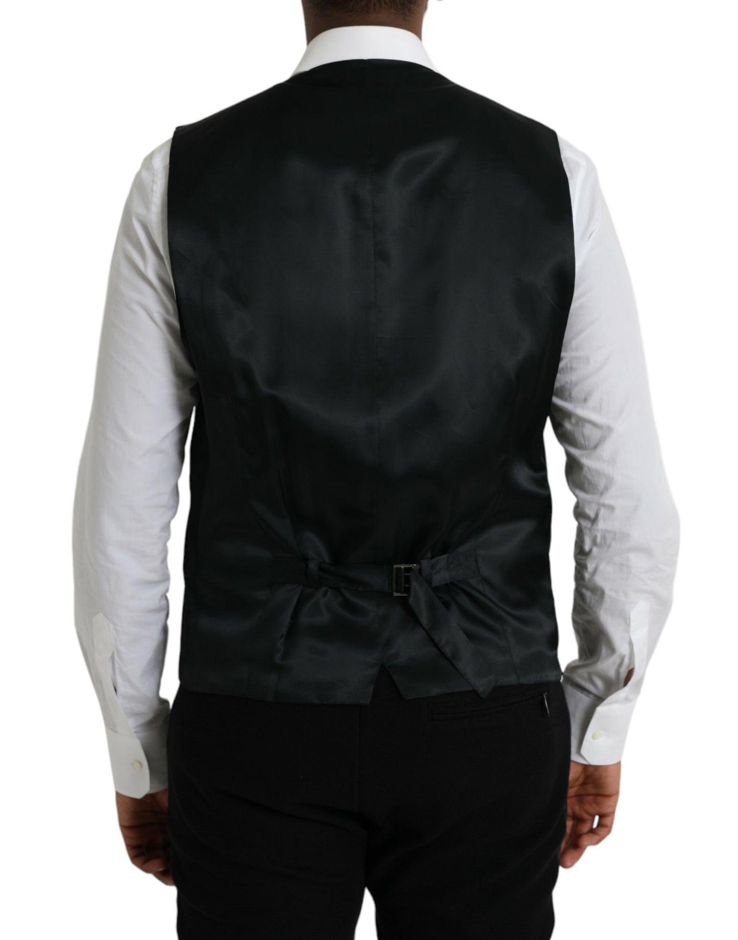 Dolce & Gabbana Black Wool Waistcoat Dress Formal Vest Dolce & Gabbana Gray