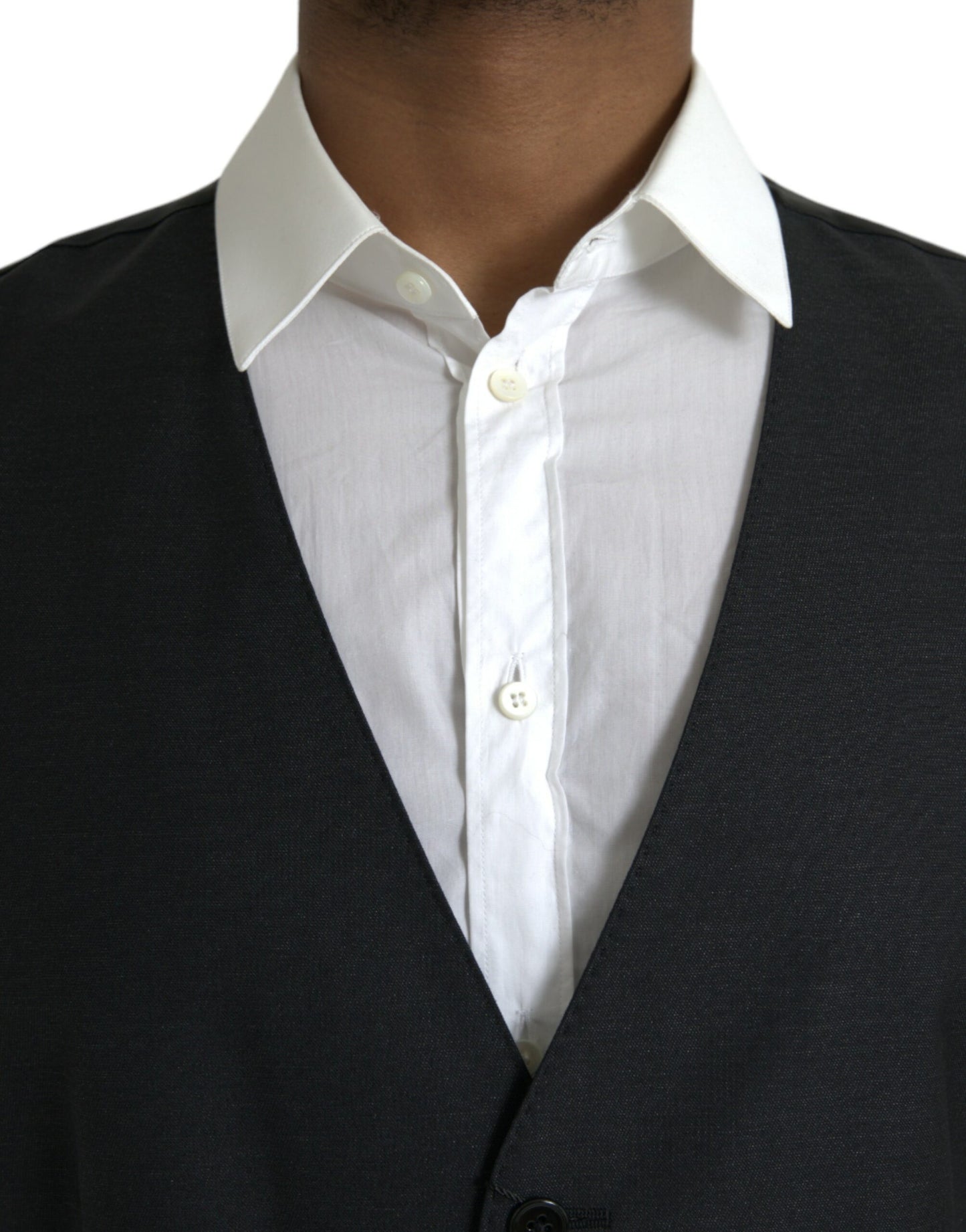 Dolce & Gabbana Black Wool Waistcoat Dress Formal Vest Dolce & Gabbana Light Gray