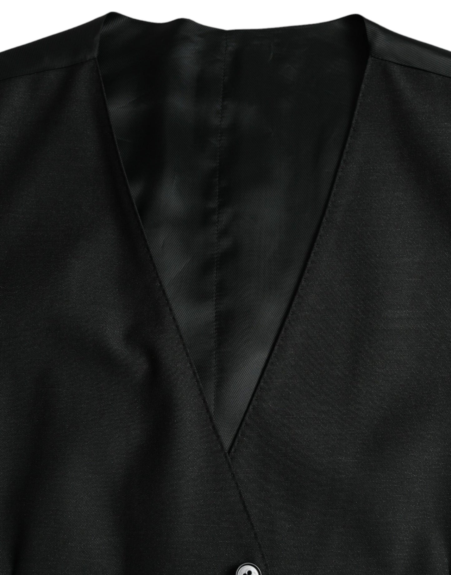 Dolce & Gabbana Black Wool Waistcoat Dress Formal Vest Dolce & Gabbana Black