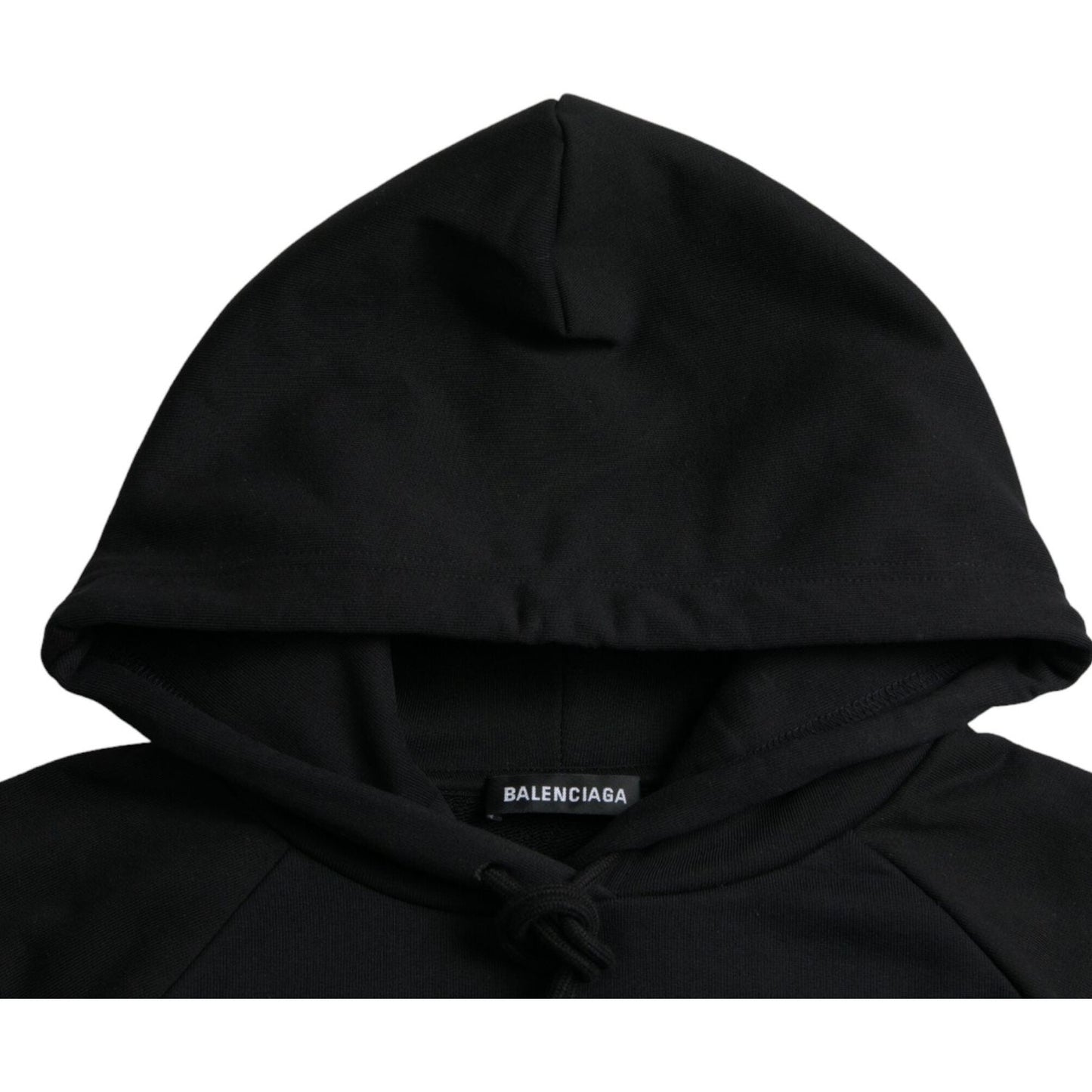 Balenciaga Black Cotton Logo Hooded Pullover Sweatshirt Sweater Balenciaga Black