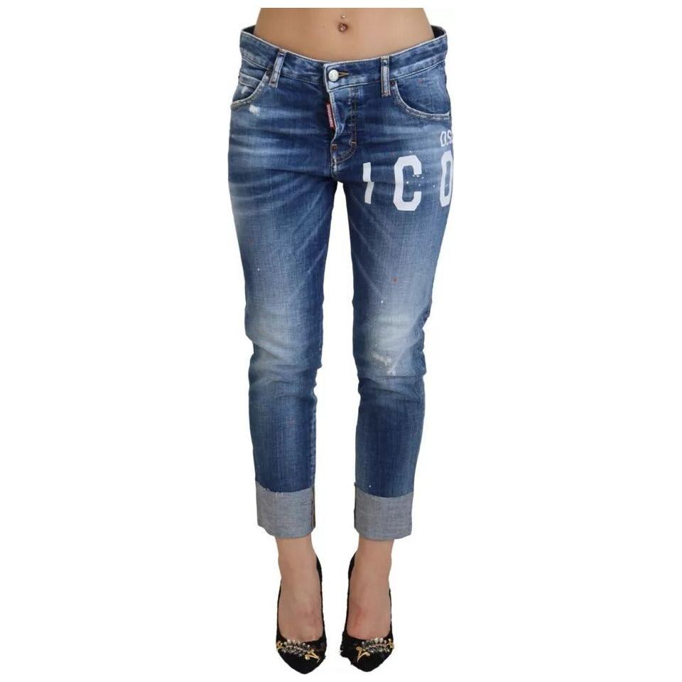 Dsquared² Blue Icon Low Waist Cropped Cool Girl Denim Jeans Dsquared² Dim Gray