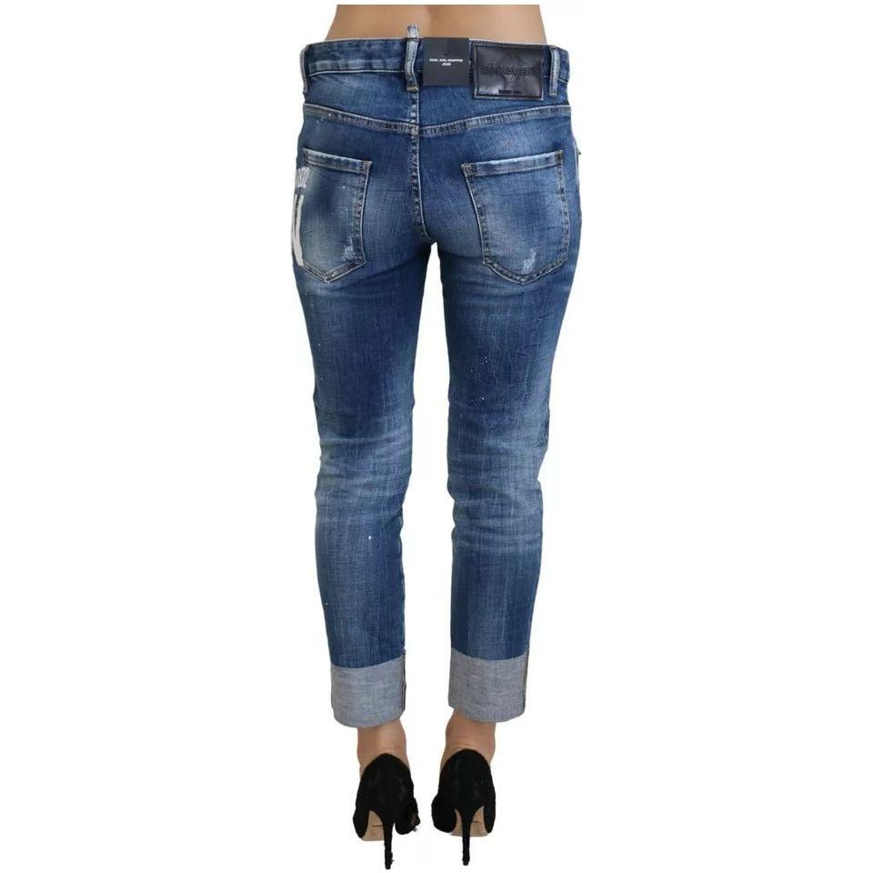 Dsquared² Blue Icon Low Waist Cropped Cool Girl Denim Jeans Dsquared² Dark Slate Gray