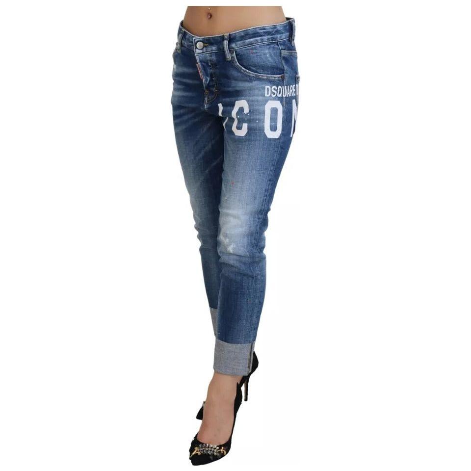 Dsquared² Blue Icon Low Waist Cropped Cool Girl Denim Jeans Dsquared² Dim Gray