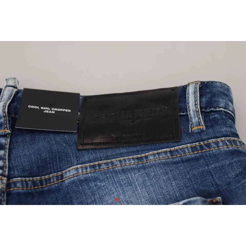 Dsquared² Blue Icon Low Waist Cropped Cool Girl Denim Jeans Dsquared² Dark Slate Gray