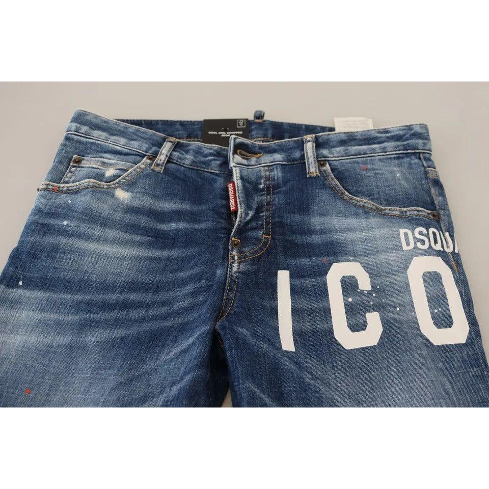Dsquared² Blue Icon Low Waist Cropped Cool Girl Denim Jeans Dsquared² Dark Slate Gray