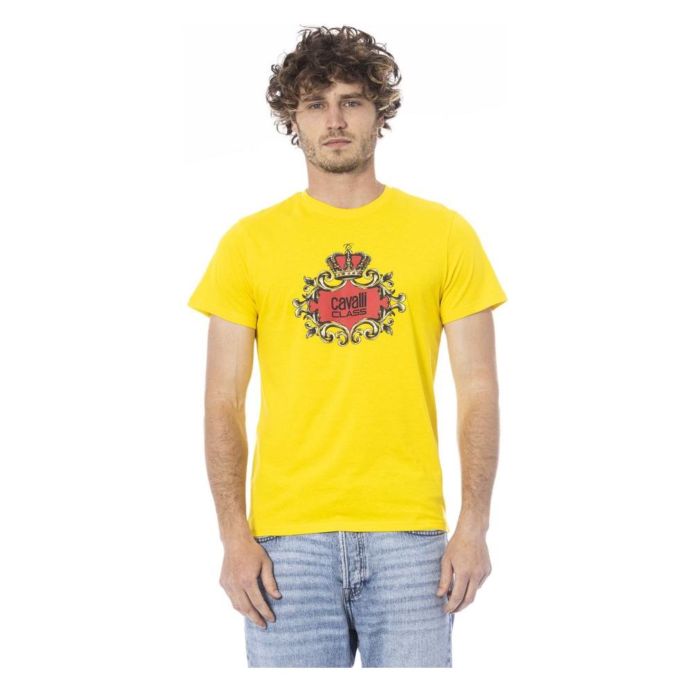 Cavalli Class Yellow Cotton Men T-Shirt CA-24335-M