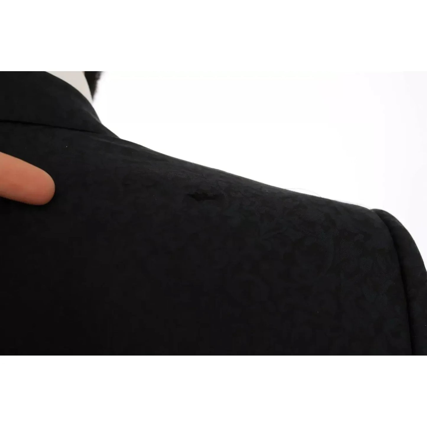Dolce & Gabbana Blue Jacquard Slim Floral Jacket Blazer Dolce & Gabbana Black