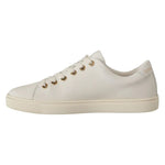 Dolce & Gabbana White Leather Gold Red Heart Sneakers Shoes LA9896#3-36