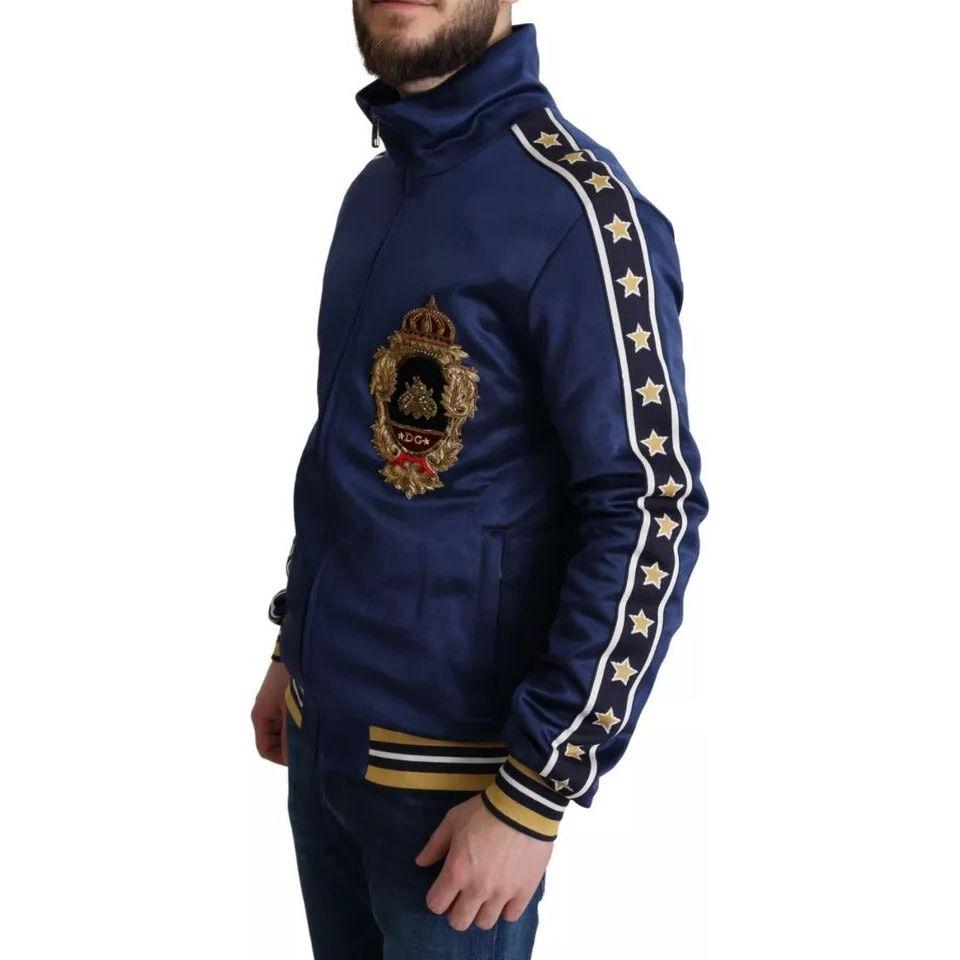 Dolce & Gabbana Blue Heraldic Patch Striped King Bee Sweater Dolce & Gabbana Dark Slate Gray