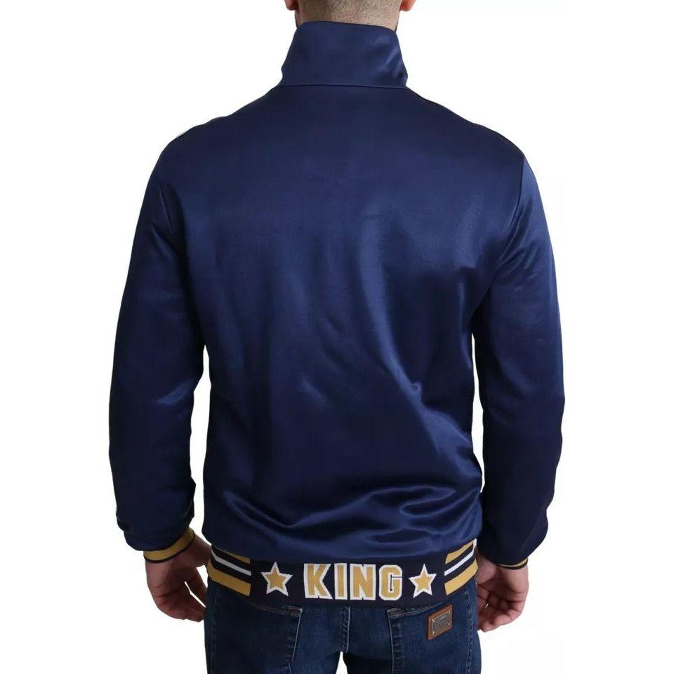 Dolce & Gabbana Blue Heraldic Patch Striped King Bee Sweater Dolce & Gabbana Dark Slate Gray
