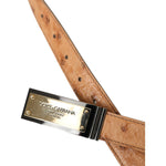Dolce & Gabbana Beige Leather Gold Logo Engraved Buckle Belt BEL9204-90