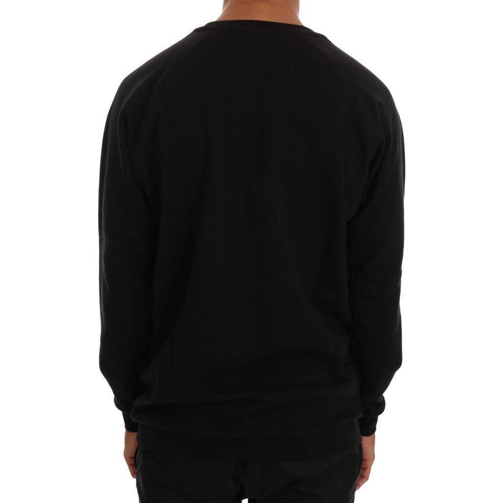 Daniele Alessandrini Elegant Black Cotton Crewneck Sweater Daniele Alessandrini Black
