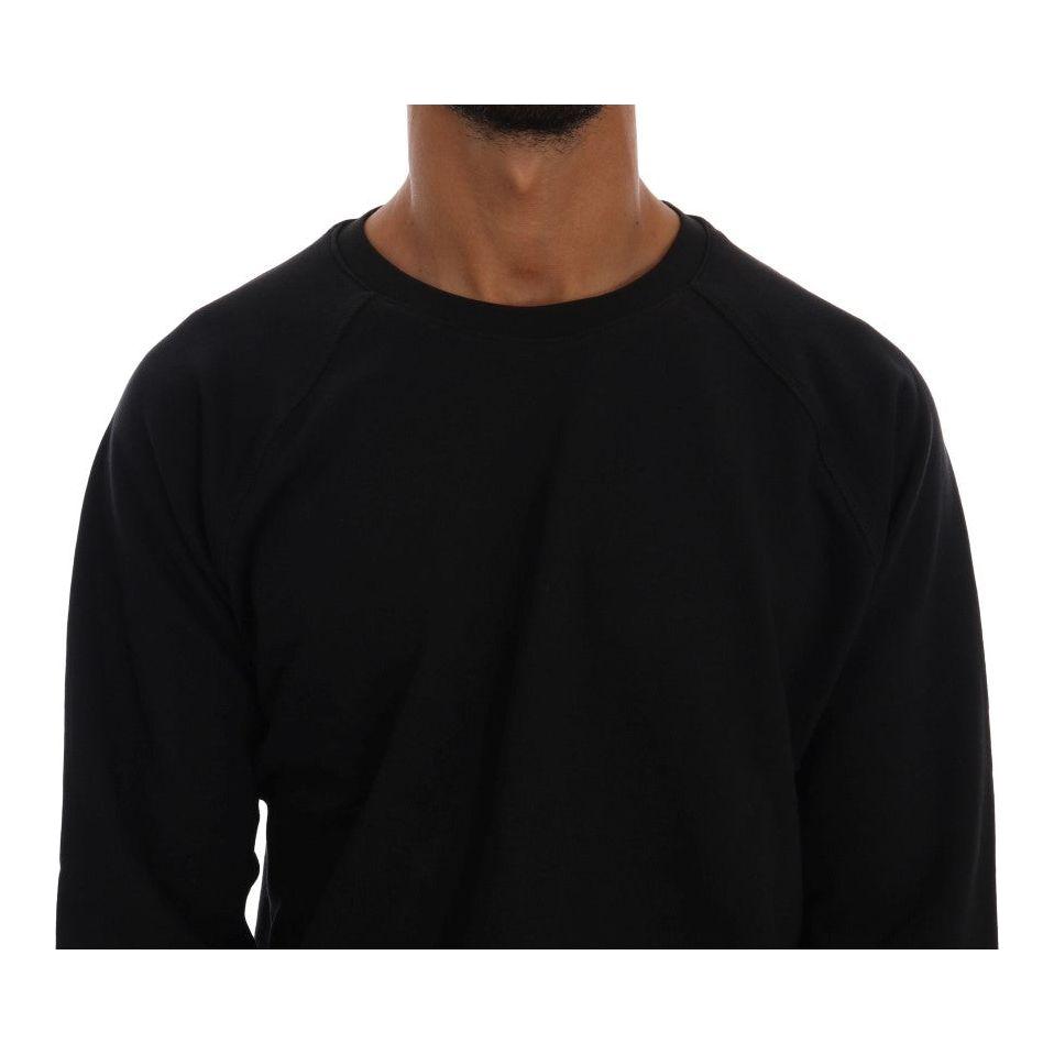 Daniele Alessandrini Elegant Black Cotton Crewneck Sweater Daniele Alessandrini Black