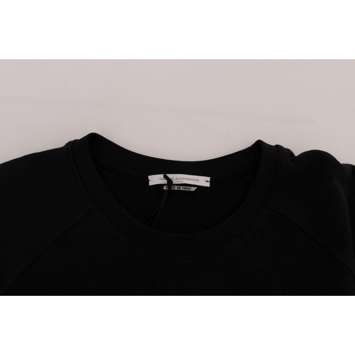 Daniele Alessandrini Elegant Black Cotton Crewneck Sweater Daniele Alessandrini Gray